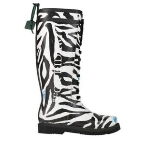 Off-white c/o Virgil Abloh Zebra Print Riding Rubber Boots Sz 38